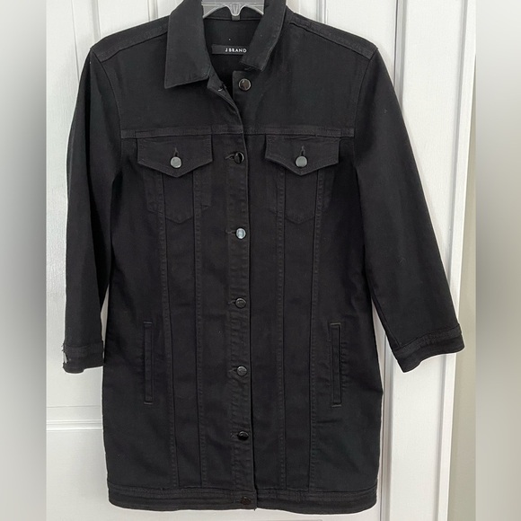 J Brand Black Denim Maxi Jacket Women’s Size Small Grunge Punk Minimalist New - Picture 4 of 16
